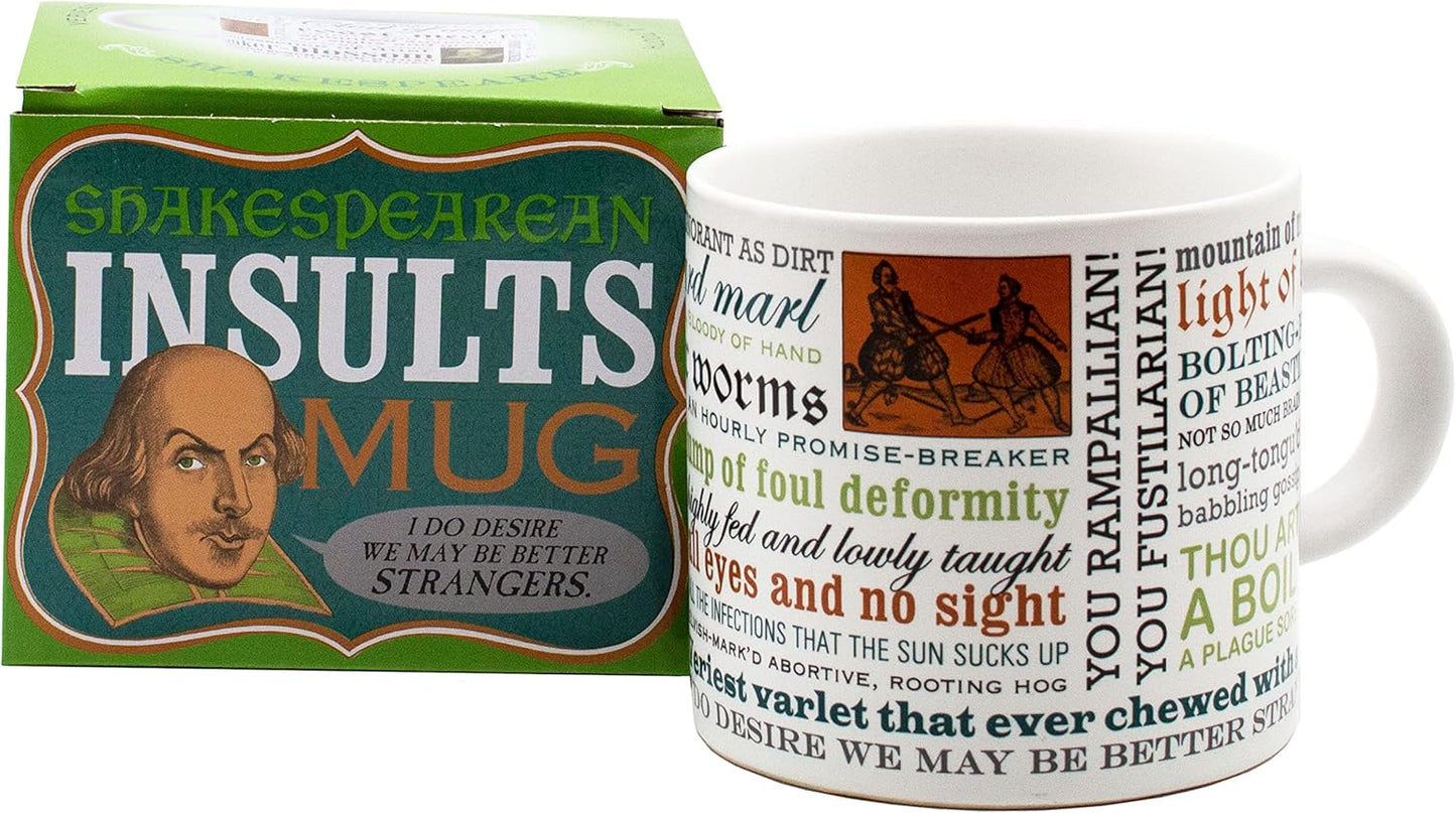 The Unemployed Philosophers Guild Shakespearean Insults Coffee Mug - Shakespeare's Wittiest and Meanest Insults - Comes in a Fun Gift Box, 14 oz.