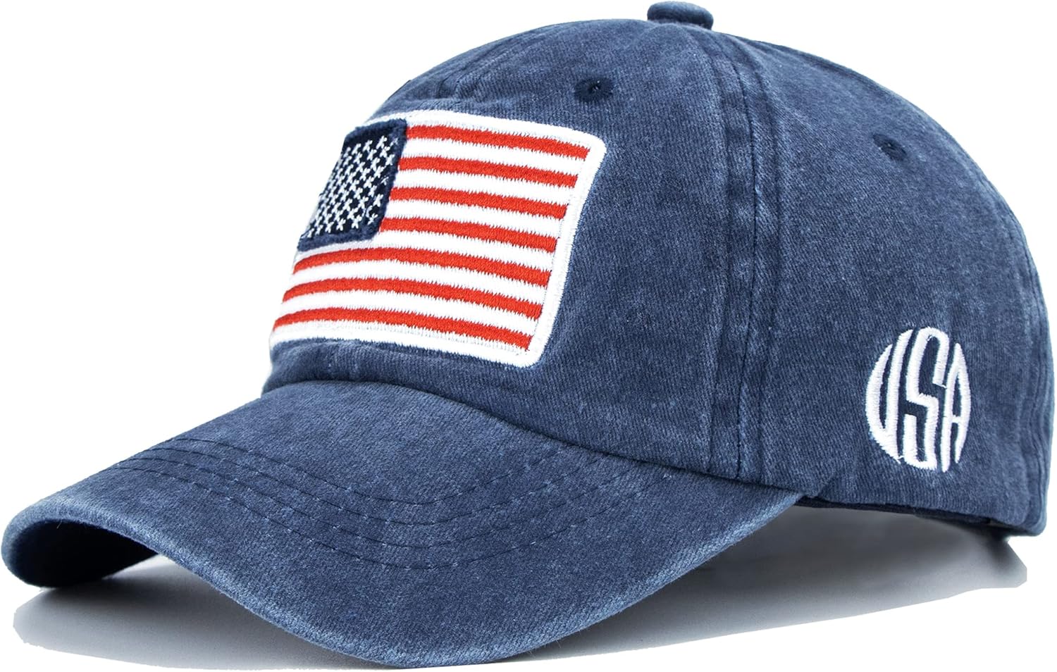 Women USA-Flag Baseball-Cap American Patriotic Baseball Hats Men's Distressed-Cotton Dad-Hat for Adult Teens