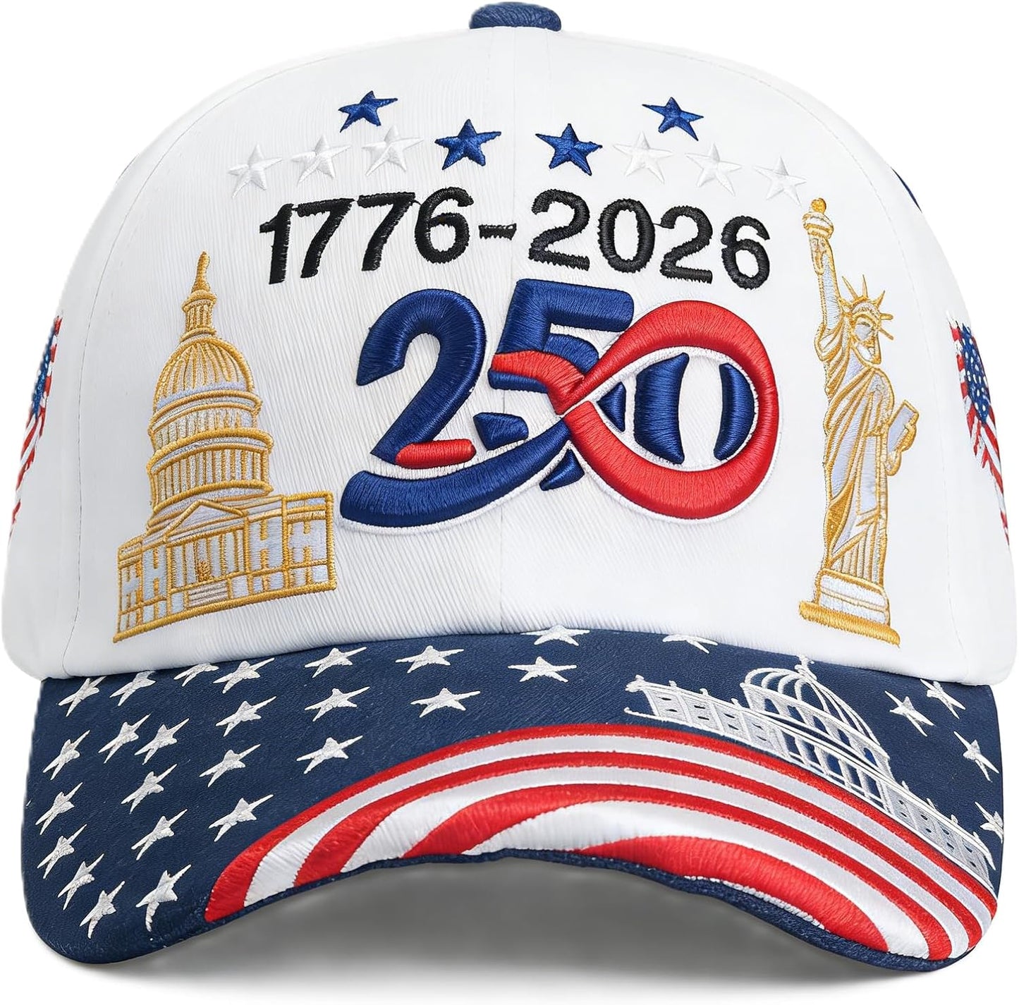 250th Anniversary Ball Cap Red White Blue Embroidered Hat for Men Women,1776-2026 Patriotic Souvenir for July 4th Celebration