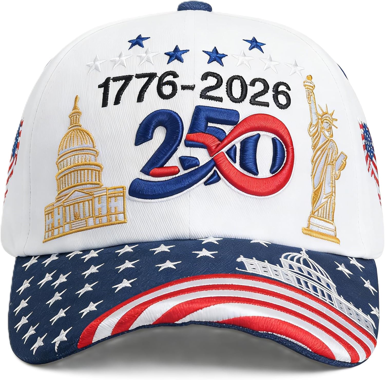 250th Anniversary Ball Cap Red White Blue Embroidered Hat for Men Women,1776-2026 Patriotic Souvenir for July 4th Celebration