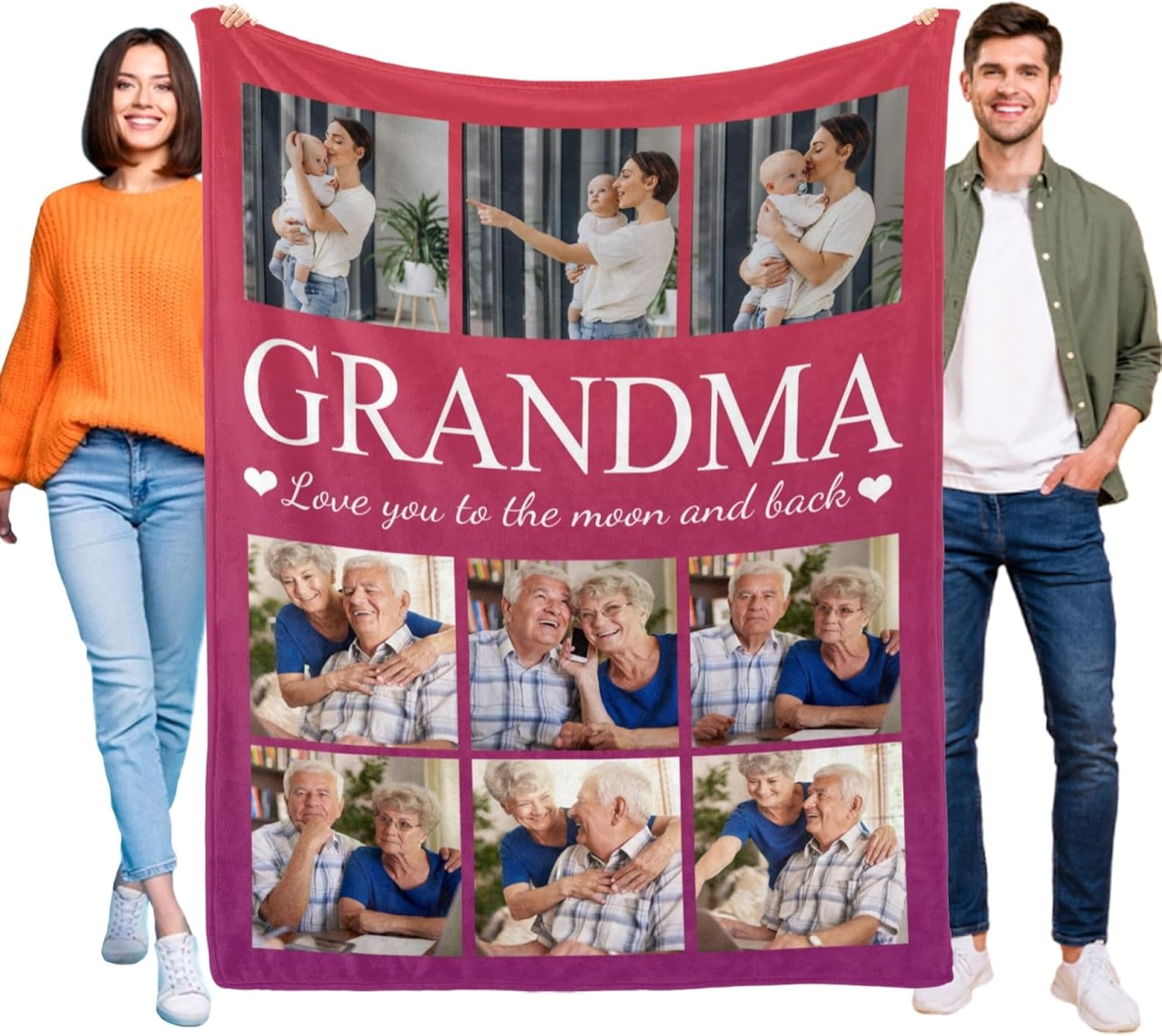 Grandma Blanket Personalized Gifts Mothers Day Best Grandma Blanket from Grandkids Customized Blankets with Photos Custom Picture Blankets Throw Grandparents Mothers Day Birthday Gifts