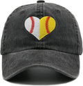 Heart Ball Hat for Womens, Softball Embroidered Adjustable Baseball Cap for Mom Girls