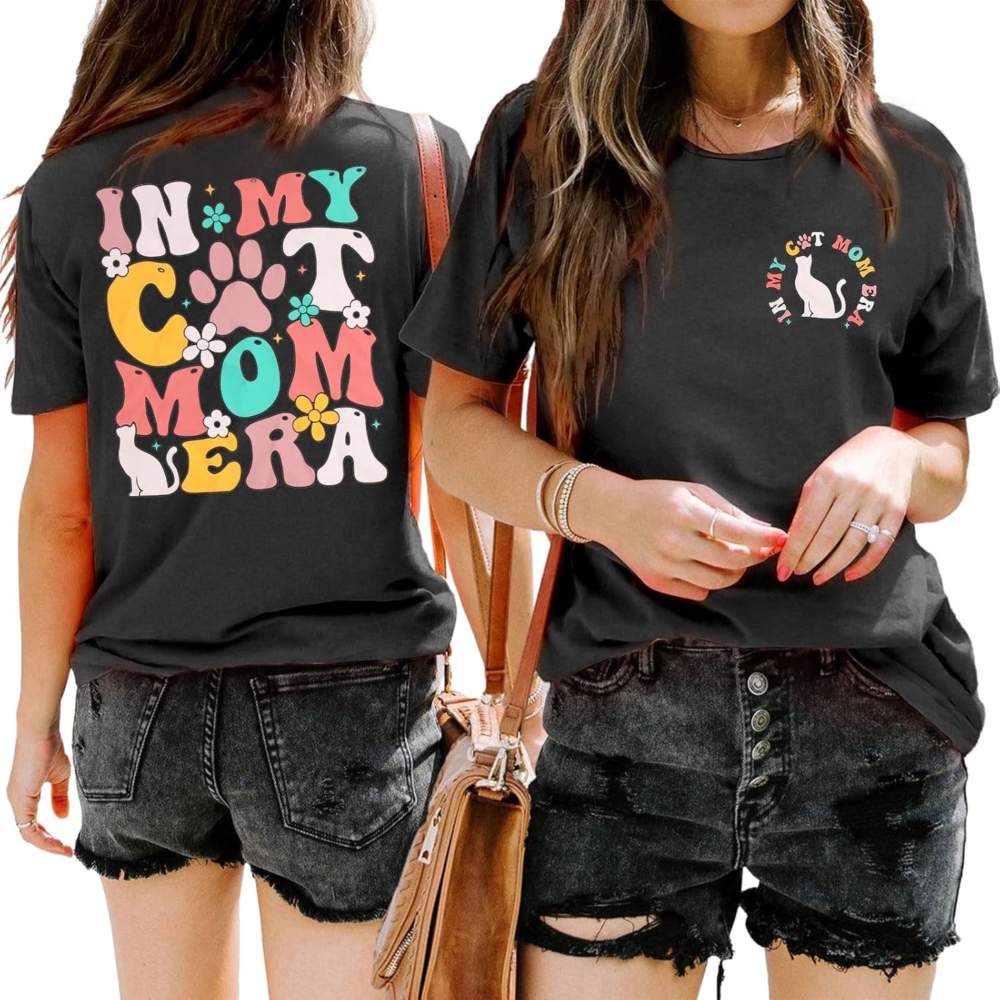 Cat Mom Shirt Women in My Era T-Shirt - Funny Lady Casual Lover Short Sleeve Tee Tops