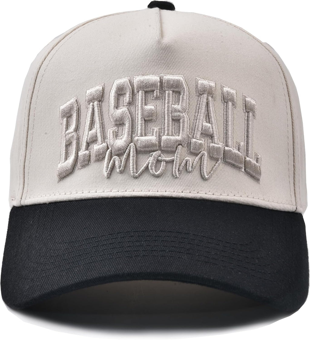 Baseball Mom Hat- 3D Embroidered Mama Adjustable Cotton Baseball Caps for Women
