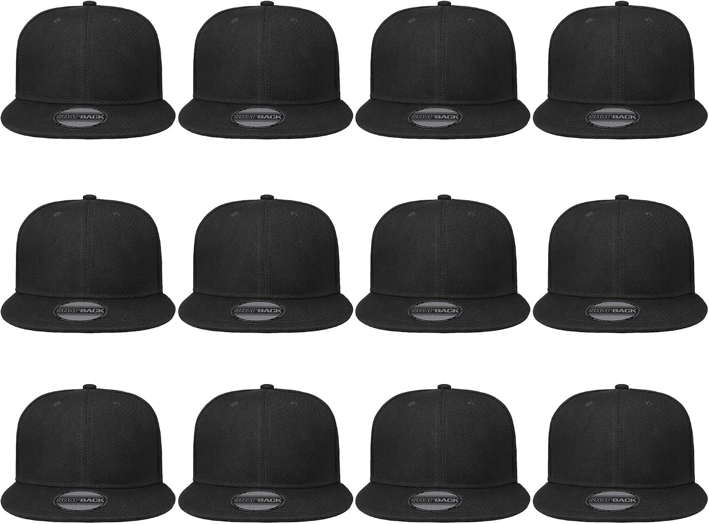 Plain Blank Flat Brim Adjustable Snapback Baseball Caps Wholesale LOT 12 Pack