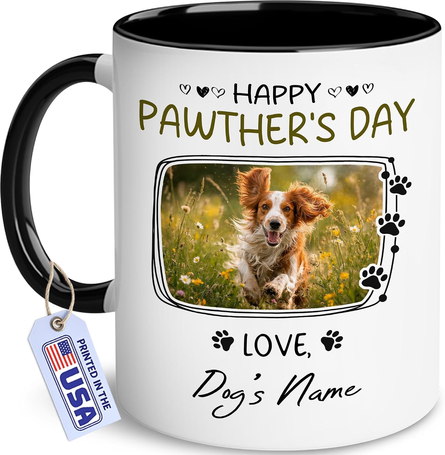 Personalized Dog Gifts - Father's Day Mug For Dog Dad - Unique Custom Coffee Cup With Photo, Name - Pawther's Day Birthday Gifts For Pet Lover, Fur Owner, Men