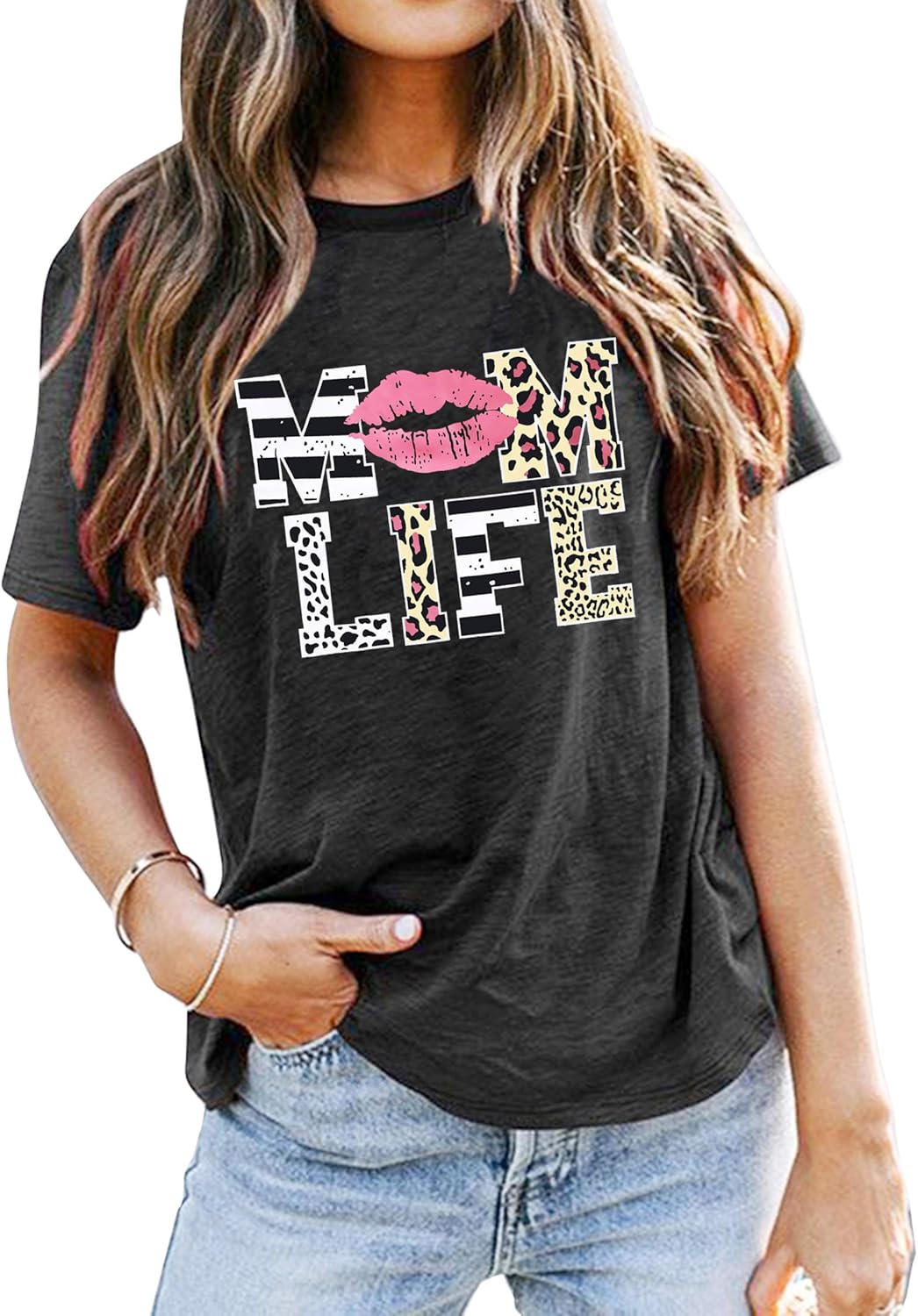 in My Mom Era Shirt Women: Mama T Shirt Mom Life Tops Funny Mama Letter Print Casual Mothers Day Tee Shirts