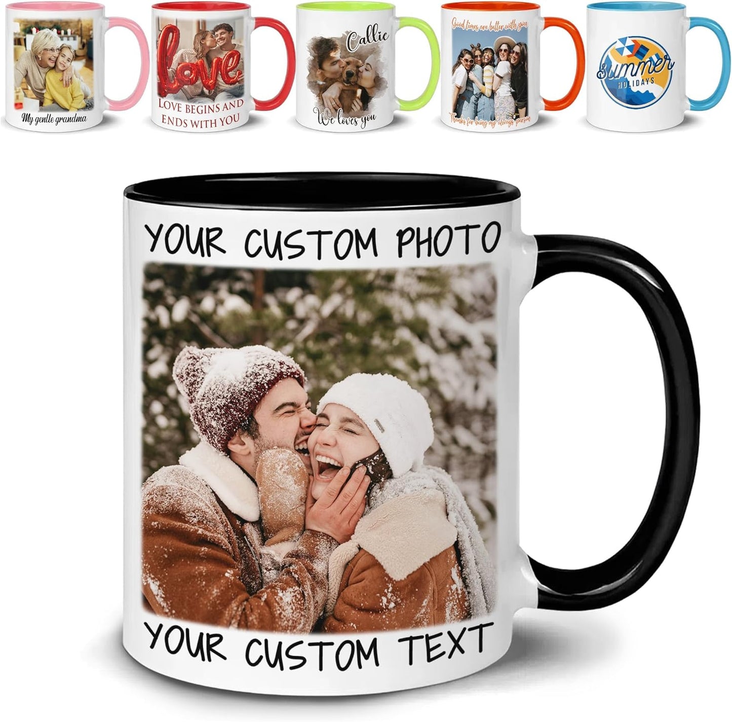Personalized Coffee Mugs with Photo Text or Logo 11oz 15oz, Custom Ceramic Mug with Picture, Taza Personalizada Picture or Message, Customized Gift Idea for Men, Women, Mom, Dad, Couple, Friend