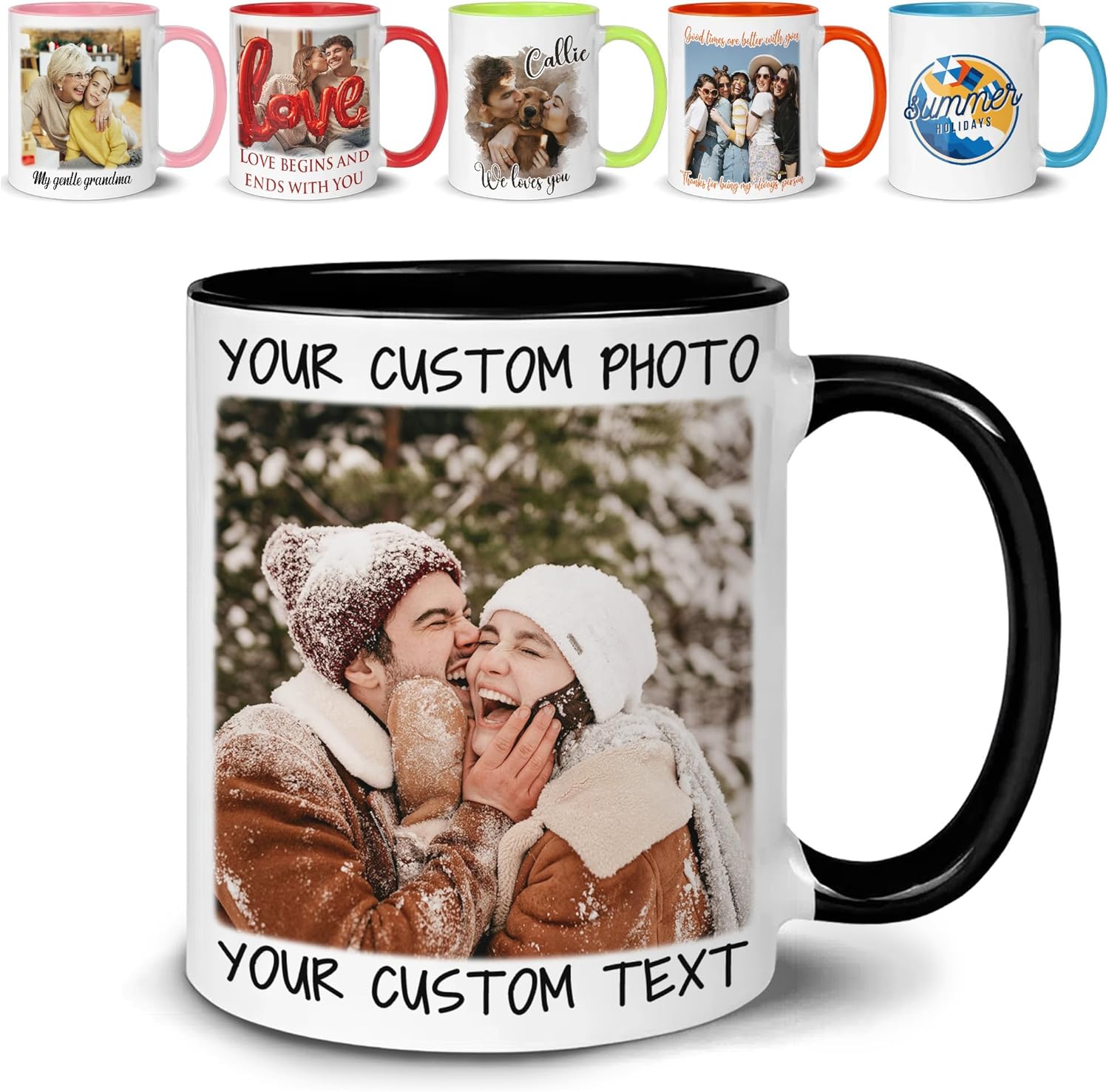 Personalized Coffee Mugs with Photo Text or Logo 11oz 15oz, Custom Ceramic Mug with Picture, Taza Personalizada Picture or Message, Customized Gift Idea for Men, Women, Mom, Dad, Couple, Friend