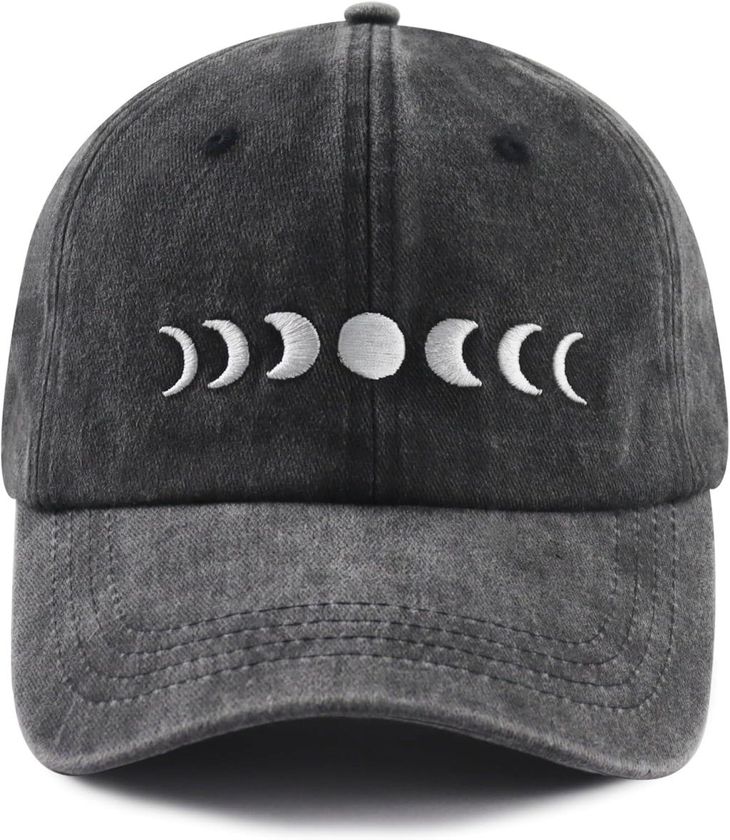Moon Hats for Women Men, Adjustable Cotton Embroidered Moon Accessories Baseball Cap