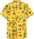 Men's Cinco de Mayo Shirts Mexican Fiesta Funny Taco Stripe Button Shirt (S-3XL)