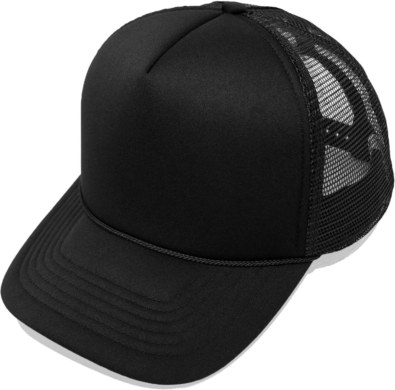 Plain Trucker Hat Mesh Cap in Black
