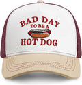 Snapback Trucker Hat | Embroidered Adjustable Breathable Mesh Baseball Cap for Men Women | It's a Bad Day to Be a Hot Dog