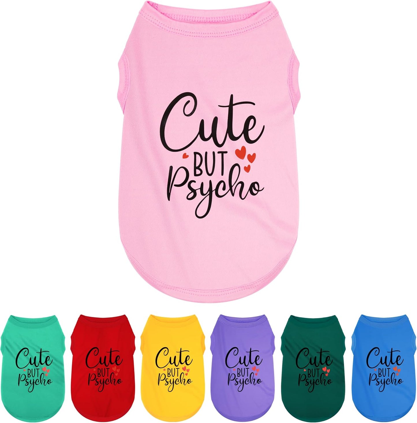 Expressive Polyester Dog Shirt Vest: Soft and Lightweight Puppy Shirt for Small and Medium Dogs, Featuring the Playful 'Cute but Psycho' Slogan Print Shirts Tank Top Pink M