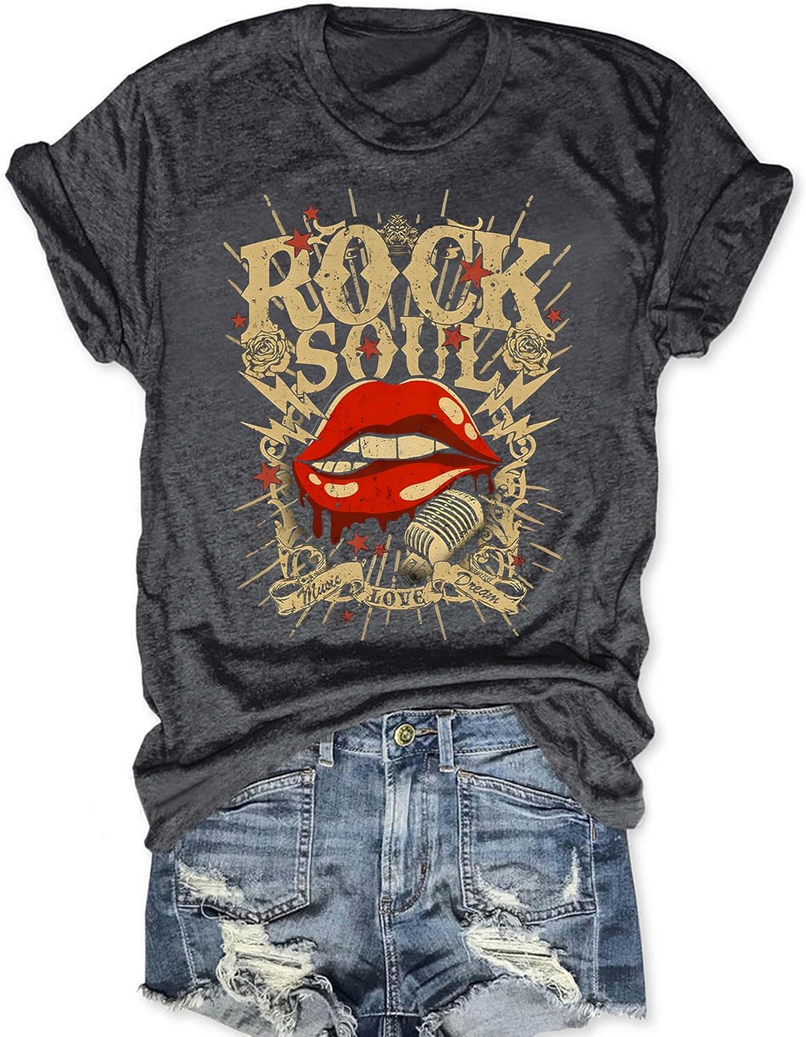 Rock and Roll Shirts for Women Vintage Rock Band T Shirts Country Concert Outfits Short Sleeve Graphic Tees