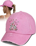 Womens Baseball Caps - Cute Baseball Hat Vintage Distressed Low Profile Embroidered Cotton Ladies Ball Ballcap