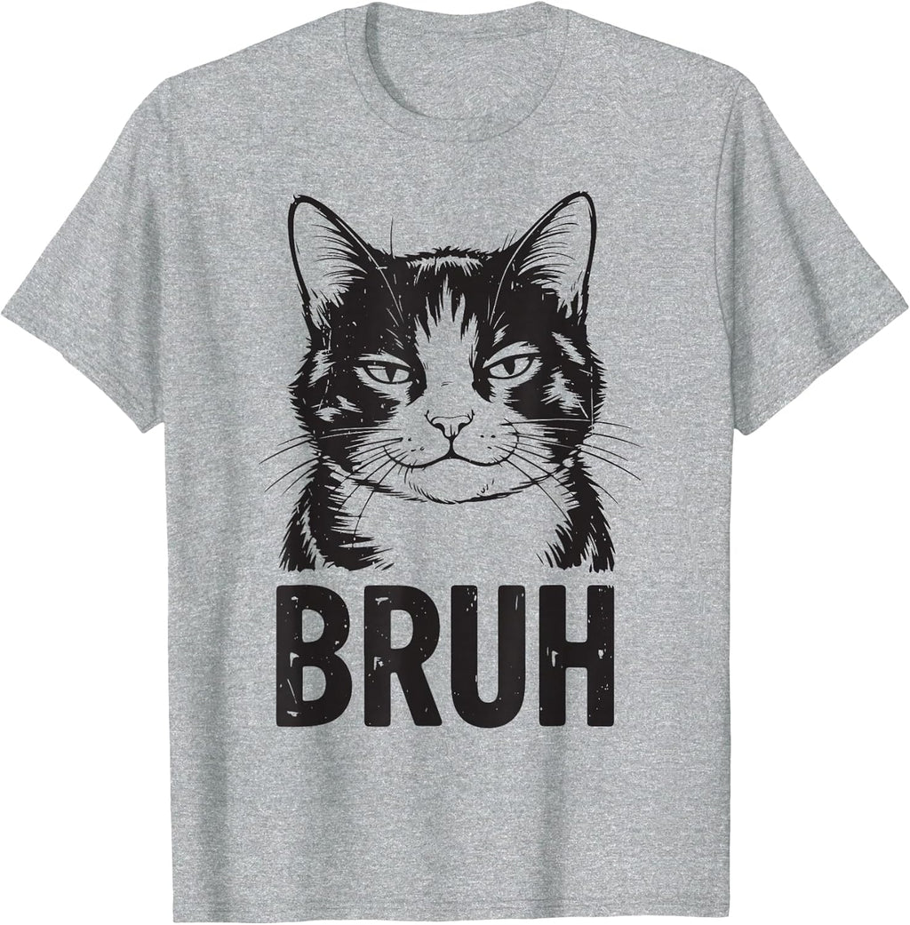 Bruh Funny Tuxedo Cat-Shirt Teen Vintage Retro