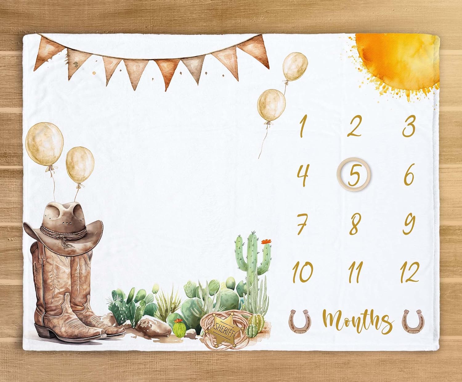 Western Milestone Blanket, Cowboy Baby Monthly Blanket with Marker, Newborn Baby Shower Photo Props My First Rodeo Gifts