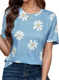 Women's Short Sleeve Round Neck Tops 2026 Floral Print Cute Blouses Dressy Casual Spring Summer Outfits