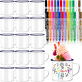 Hoolerry 36 Pieces Painted Mug Decorating Kit DIY Coffee Mug Painting Kit Graduation Personalized Cup You Can Decorate Coffee Design Your Own Cup for Craft Decor Drinking Christmas Father's Day