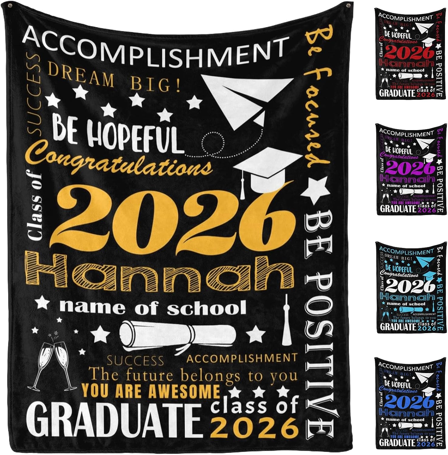 AISENIN Custom Graduation Blanket with Picture, Personalized Graduation Blanket with Name,2026 Graduation Gifts