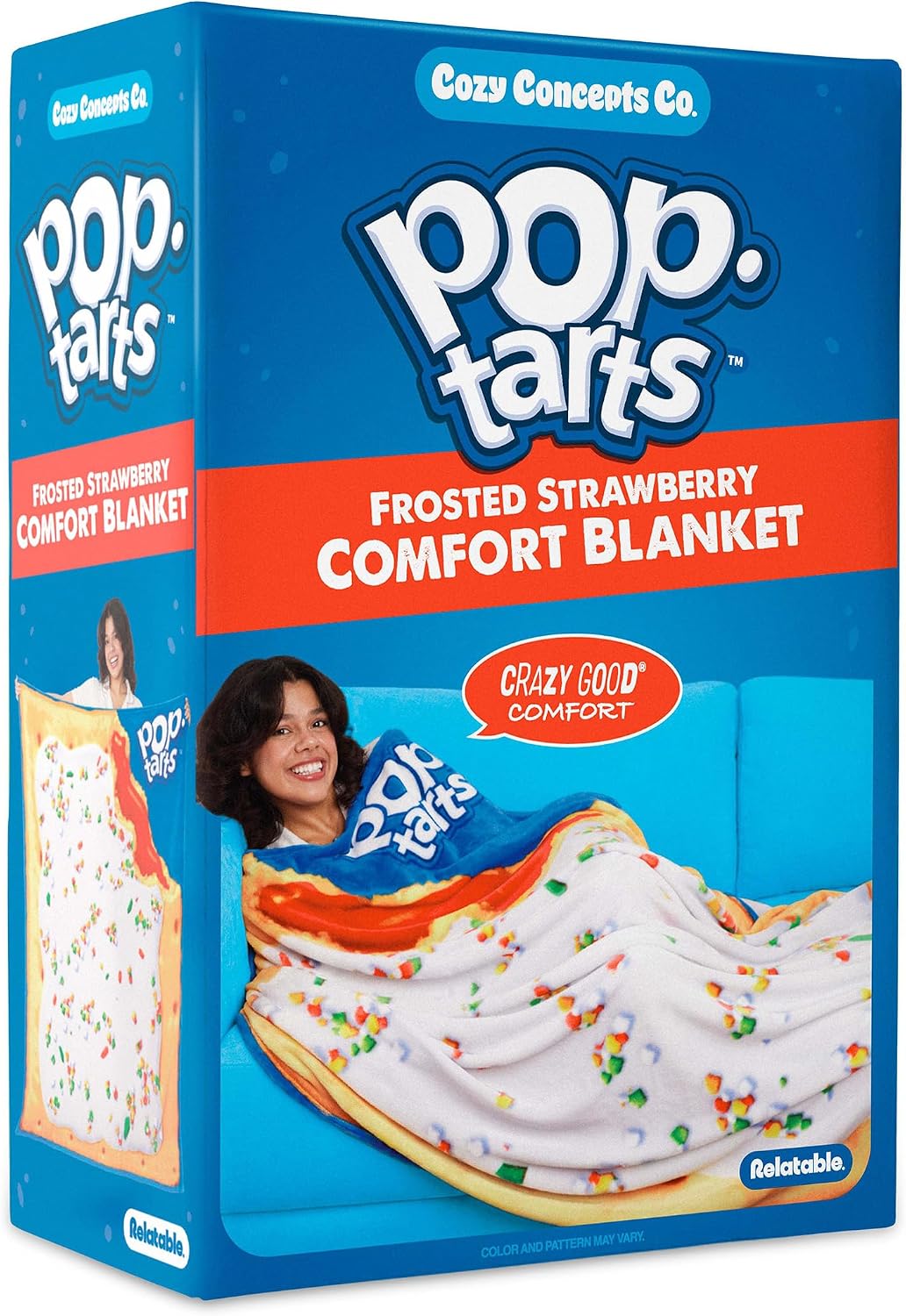 Pop-Tarts™ Cozy Concepts Co. Throw Blanket by Relatable, Looks Like a Giant Strawberry Pop-Tart® to Wrap Yourself Up, Perfect Gag Gift or Teen Girl Room Decor, 65” Cozy Soft Blanket