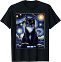 Tuxedo Cat Starry Night Shirt Van Gogh Painting Cat Lover T-Shirt