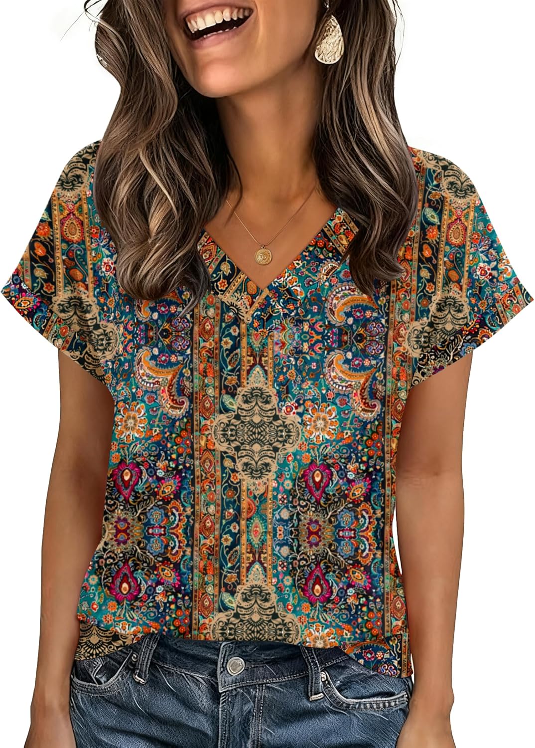 Womens Summer Tops Rolled Short Sleeve V Neck Shirts Casual Dressy Business Work Blouses Outfits
