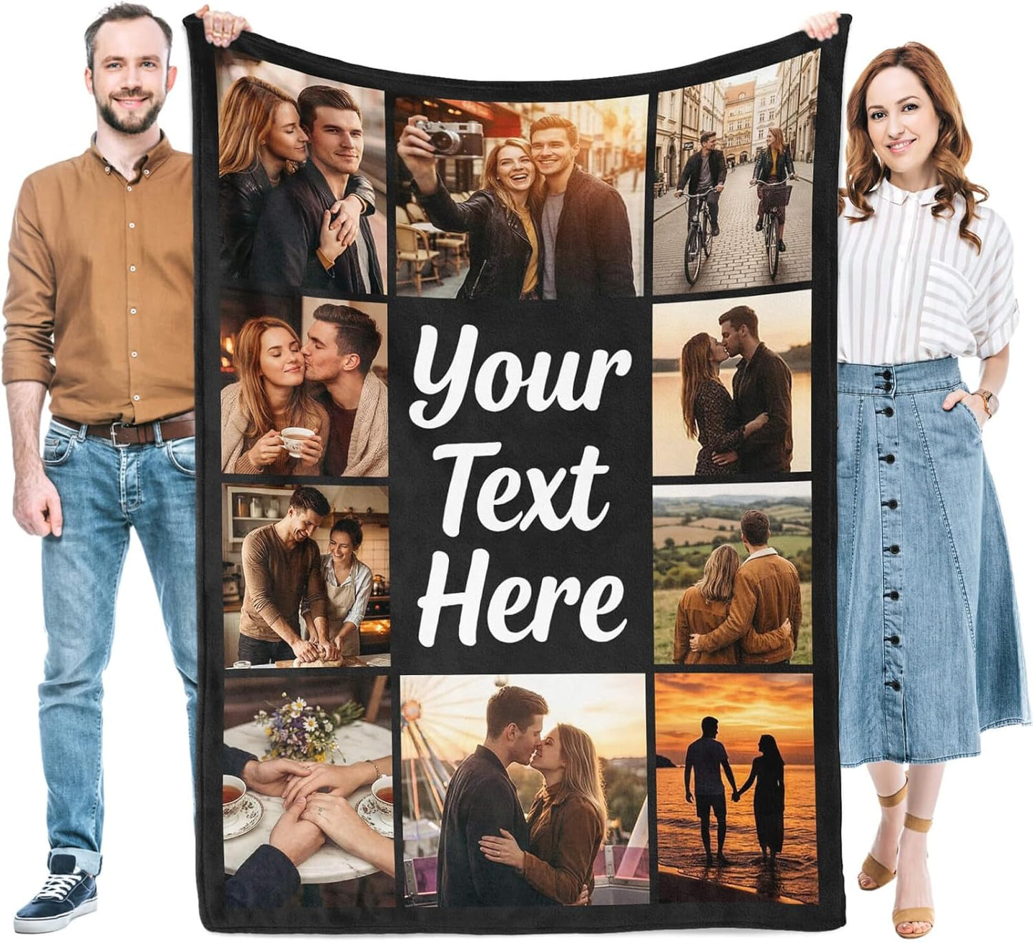 Custom Blanket with Picture, Personalized Blanket with Photo, Customized Blanket, Christmas Birthday Gifts for Women Men, Valentines Day Gifts for Girlfriend Boyfriend Her Him, Couple Gifts for Wife