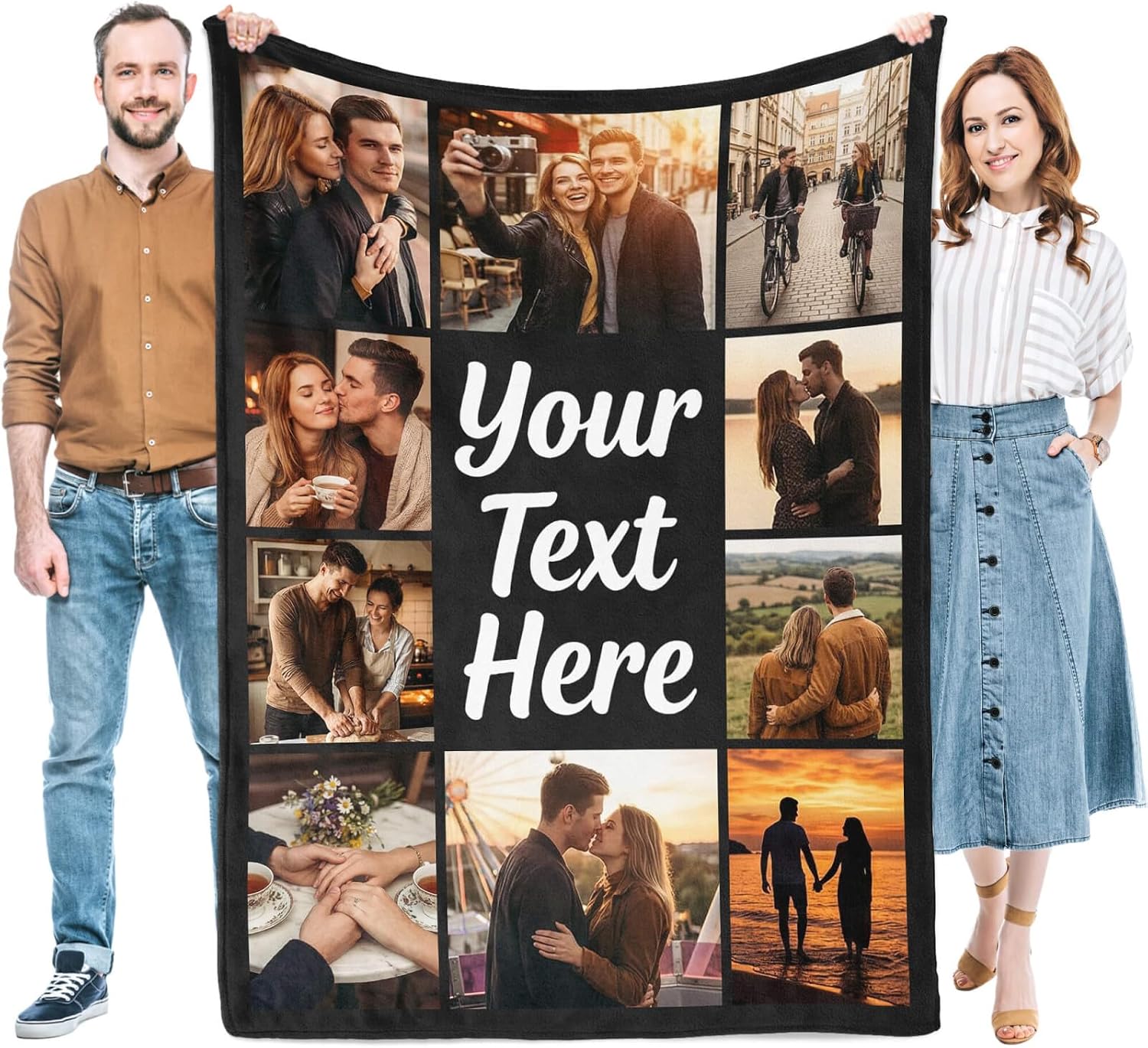 Custom Blanket with Picture, Personalized Blanket with Photo, Customized Blanket, Christmas Birthday Gifts for Women Men, Valentines Day Gifts for Girlfriend Boyfriend Her Him, Couple Gifts for Wife
