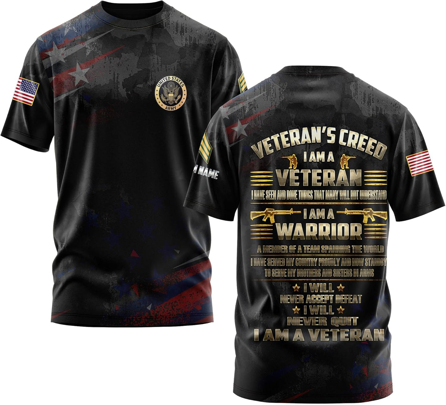 Personalized Veteran & Military Rank Insignia Shirt, Veteran's Creed I Am A Veteran Veterans Day Memorial Day T-Shirt