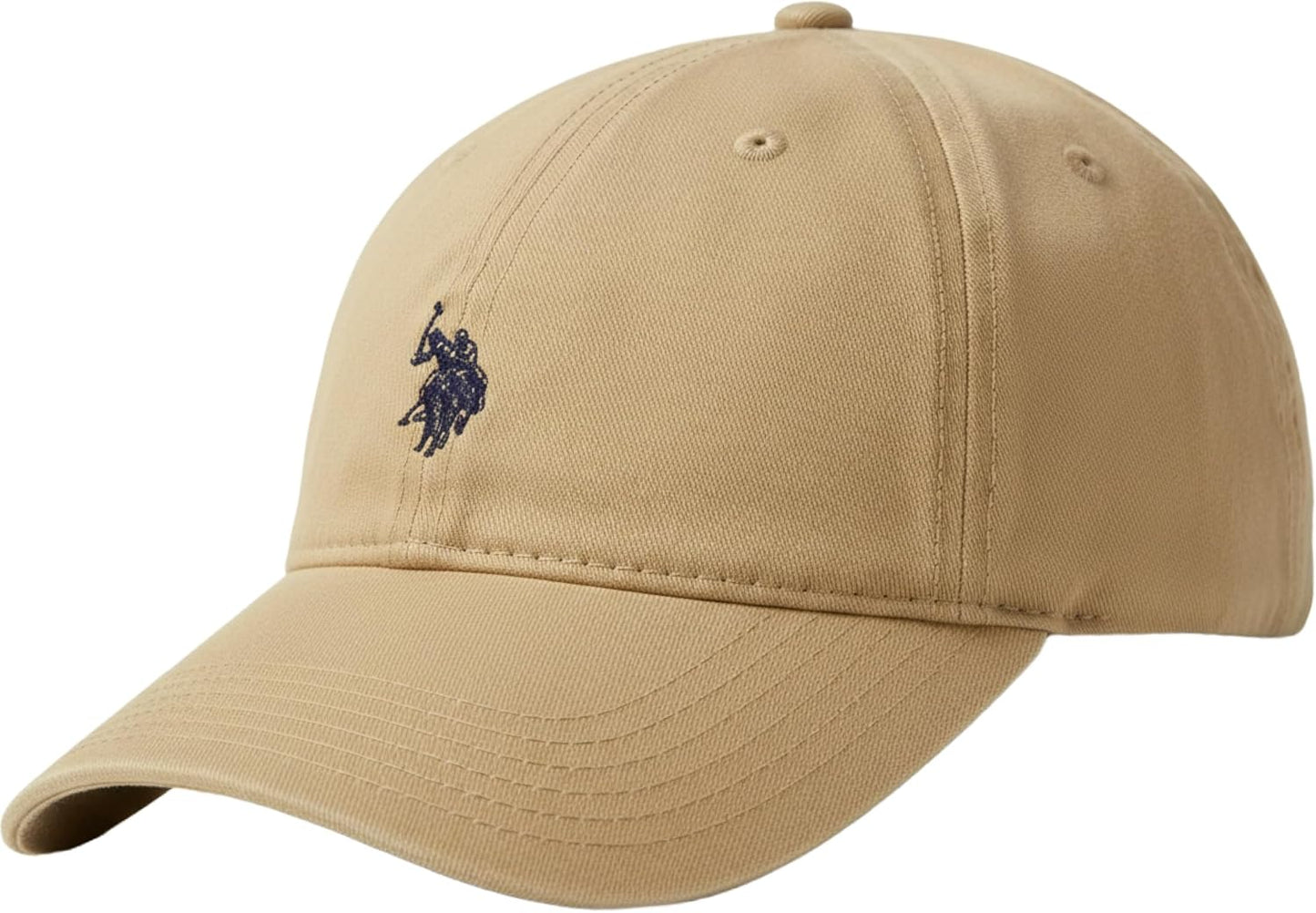 mens U.s. Polo Assn. Washed Twill Cotton Adjustable Hat With Pony Logo and Curved Brim Baseball Cap, Khaki, One Size US