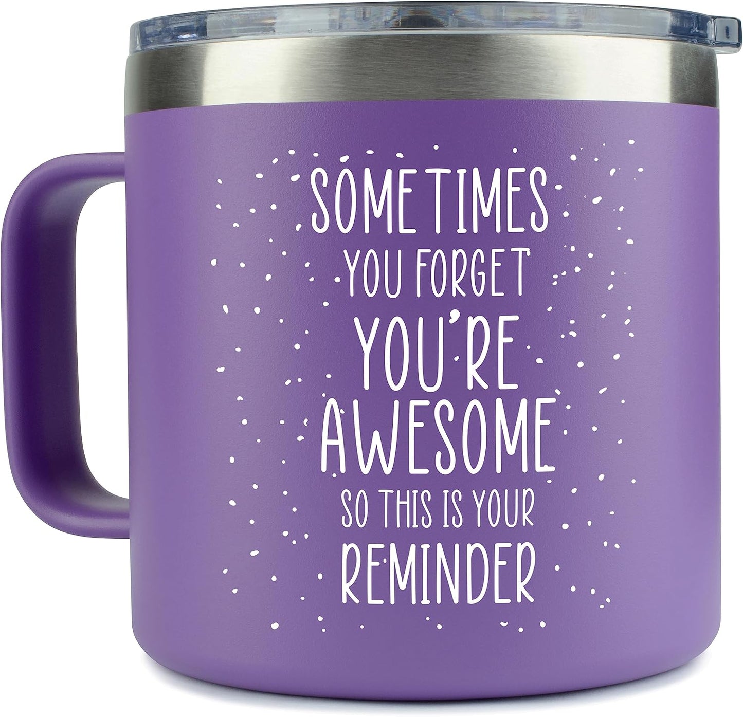 KLUBI Birthday Gifts for Women - Birthday Gifts for Mom - Sometimes You Forget You're Awesome Gifts Purple Coffee Mug 14oz Teachers and Nurses Appreciation Week Gift for Women, Inspirational