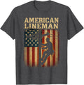 Retro Lineman USA Flag Patriotic Lineman tee