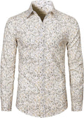 Mens Floral Shirt Casual Button Down Long Sleeve Flower Printed Shirt 100% Cotton