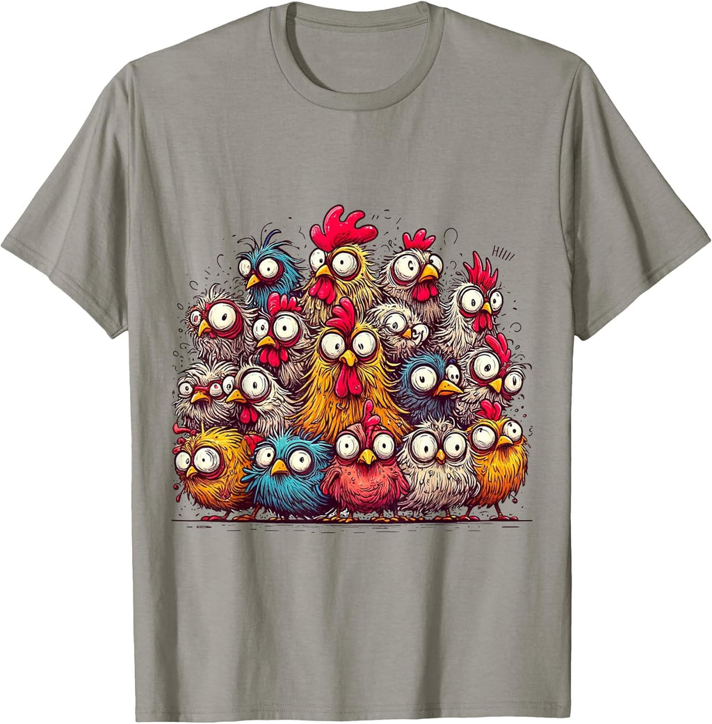 Eagerlys Colorful Funny Chicken Art tee