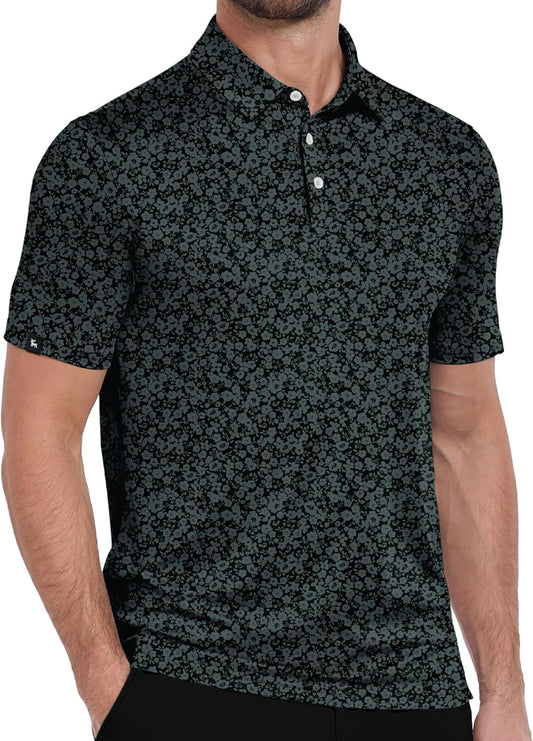 Mens Print Polo Shirts Short Sleeve Moisture Wicking Shirts for Men Golf Tennis Daily Casual Collared T-Shirt