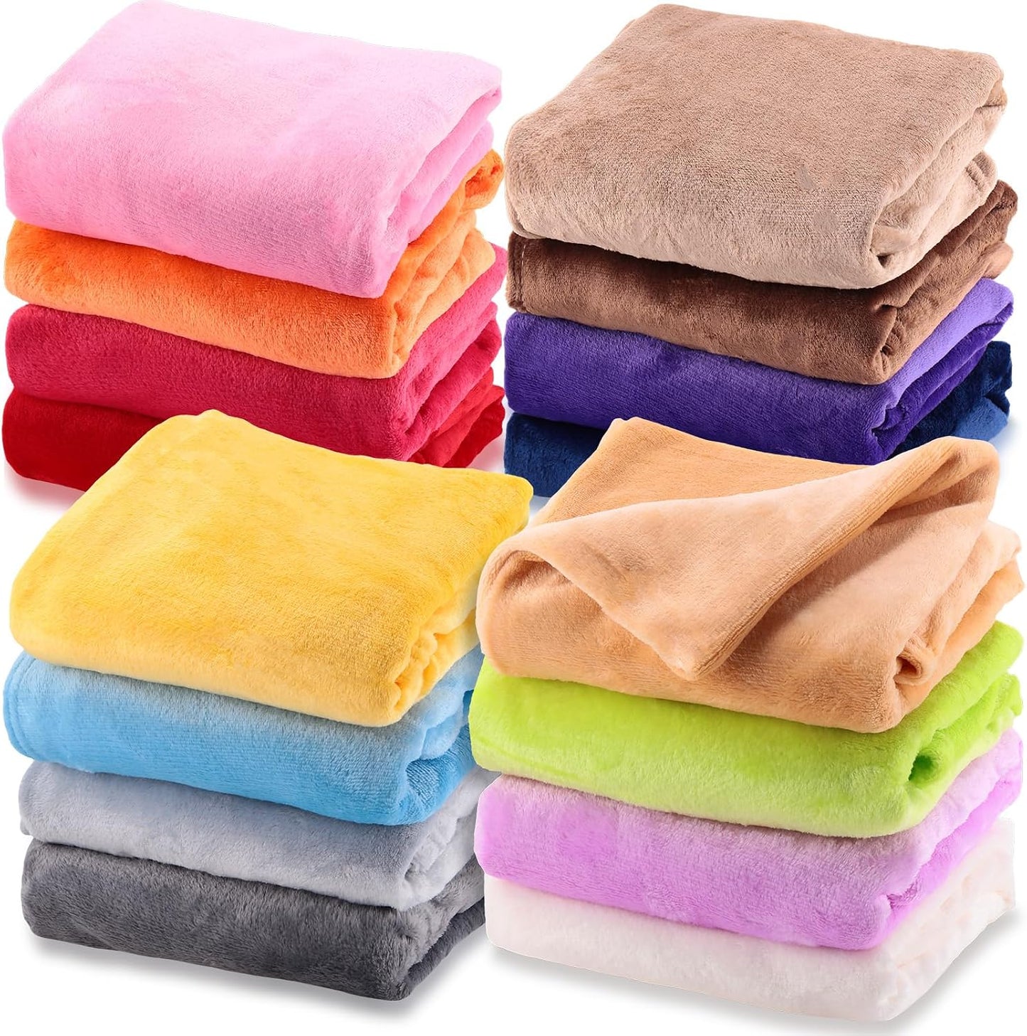 Kinlop 16 Pcs Flannel Blanket Flannel Stroller Soft and Warm Newborn Nursery Bed Blankets Blanket for Newborn Infant, Travel, 16 Colors (20 x 28 Inch)