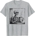 Vintage Coffee Drinking Skeleton Horror