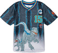 Blue Dinosaur Mesh Soccer Jersey Athletic T-Shirt Toddler to Big Kid Sizes (2T - 14-16)