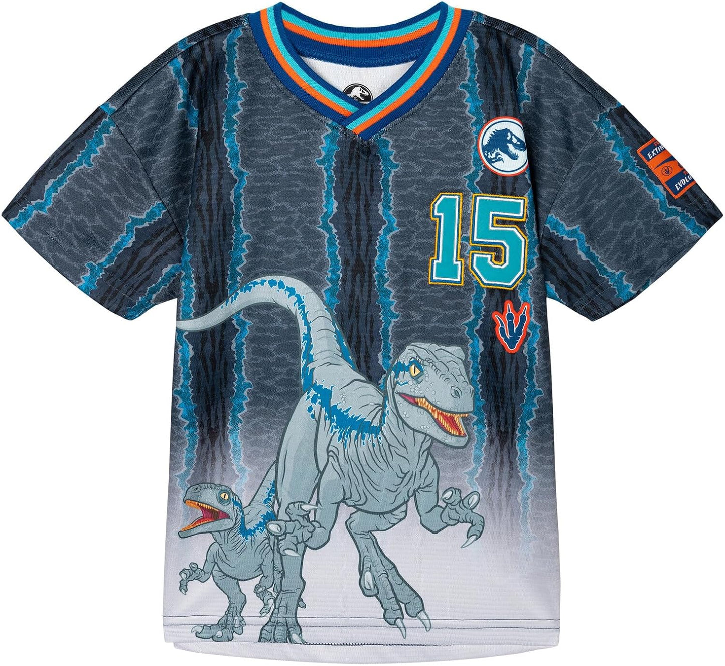 Blue Dinosaur Mesh Soccer Jersey Athletic T-Shirt Toddler to Big Kid Sizes (2T - 14-16)