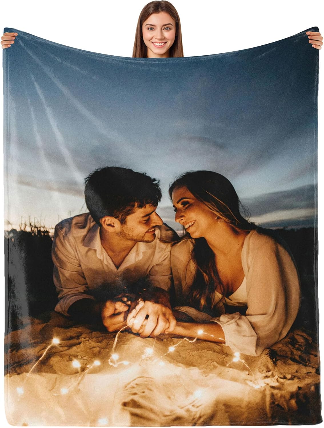 Ship Next Day,Custom Blanket with Photos Text,Personalized Flannel Throw Blanket Gifts,Customize for Girlfriend, Boyfriend,Mom, Dad, Couple, Husband & Wife,Made in USA,Birthday Valentines