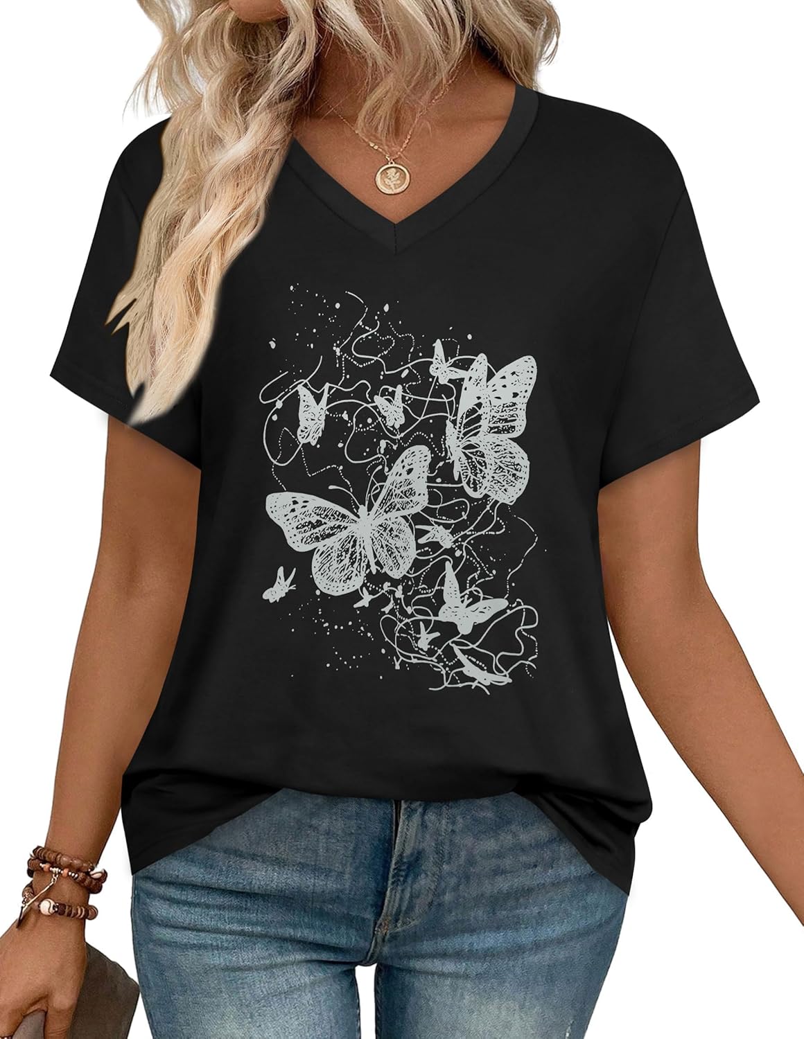 Womens T Shirts V Neck Short Sleeve Summer Tops Casual Basic Tees 2026