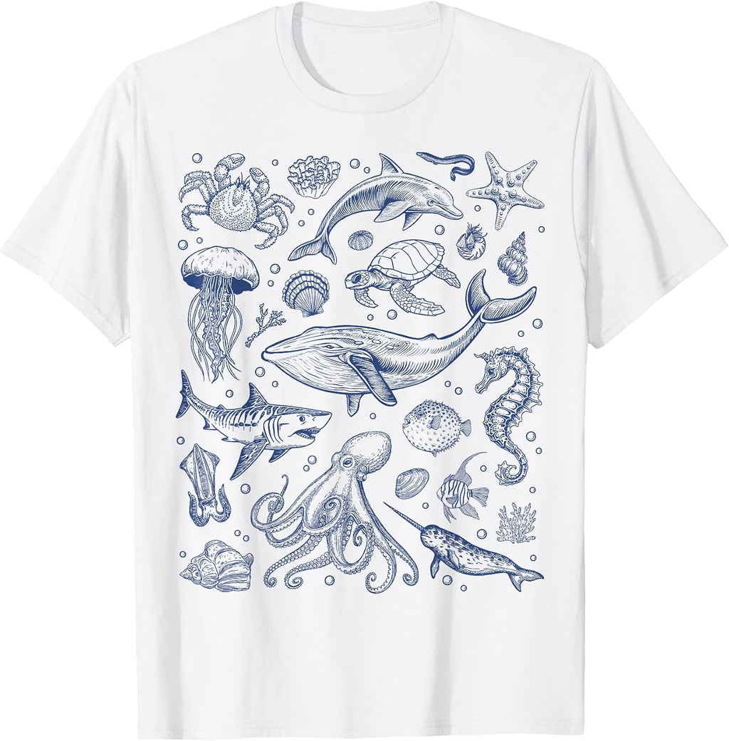 Ocean Life Sea Aesthetic Dolphin Beach 90s Vintage Graphic T-Shirt