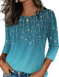Women's Casual 3/4 Sleeve T-Shirts Round Neck Cute Tunic Tops Basic Tees Blouses Business Work Tee Top