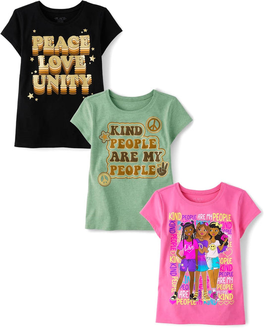 Girls' Sports,Trends,Icons Short Sleeve Graphic T-Shirts,3 Pack
