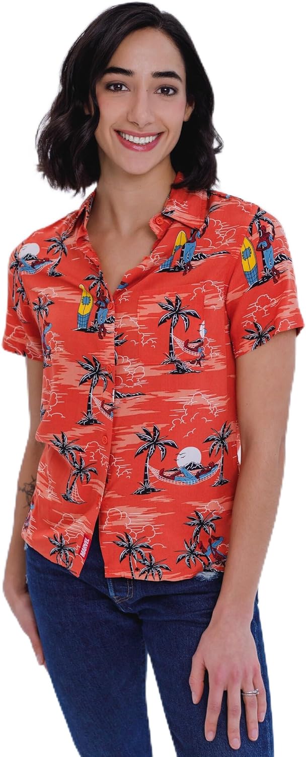 Spider-Man Matching Family Button Front Hawaiian Shirt