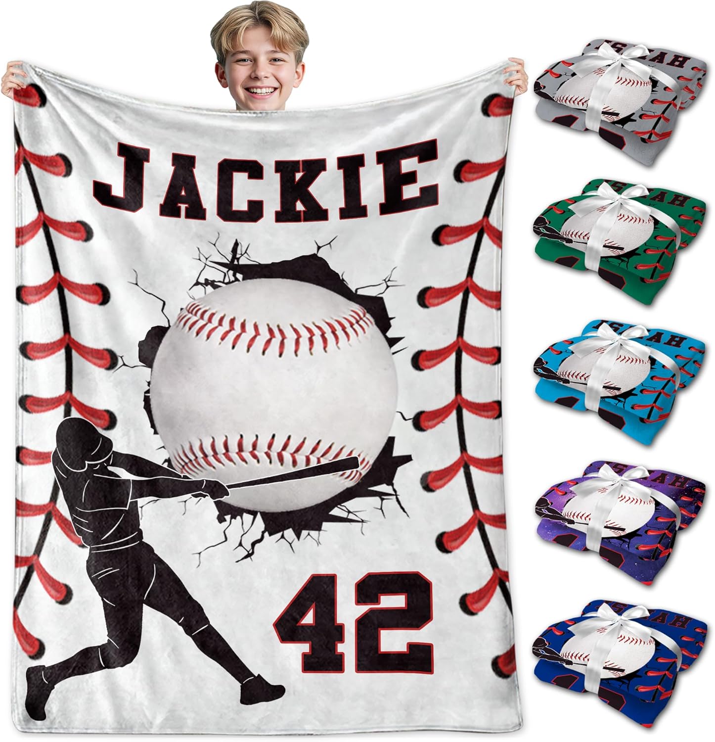 Ship Next Day Personalized Baseball Blanket Gifts for Teen Boys Custom Sport Baseball Player Lovers Fans Gifts Customized Throw Blanket for Men Son Kids