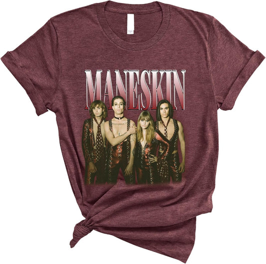 Mane.Skin T-Shirt, Rock Band Graphic Tee for Fans of Italian Rock Music Group, Casual Concert Outfit, Short Sleeve Unisex