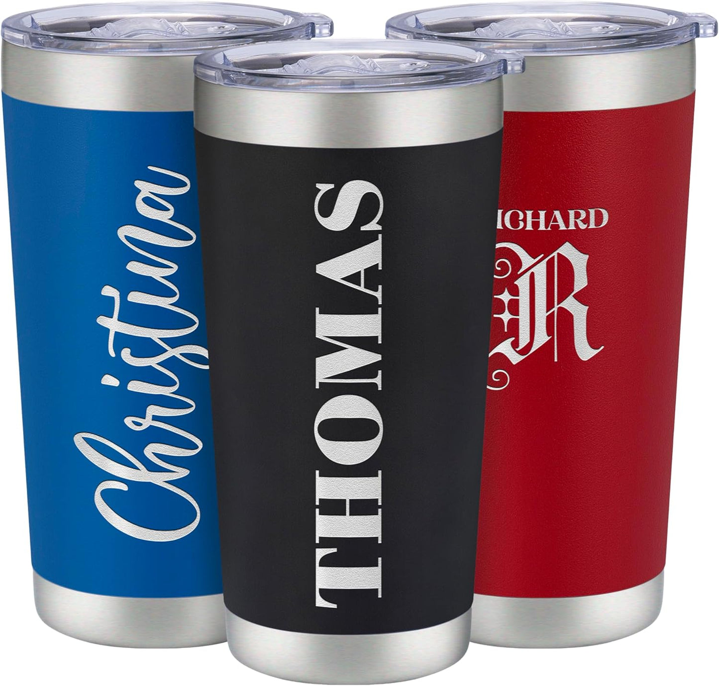 Personalized 20oz Tumbler with Engraved Name | Black Stainless Steel Travel Mug with Slider Lid | Vacuum Insulated Coffee Cup | Custom Gift for Women & Men, Birthday, Christmas